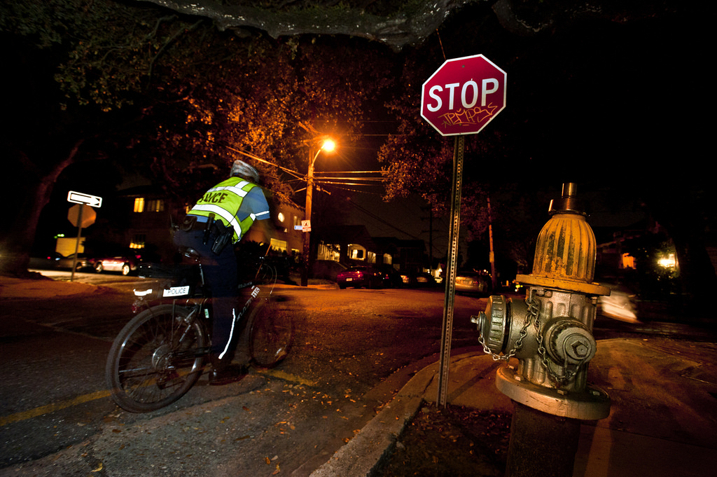 Police officer riding bike