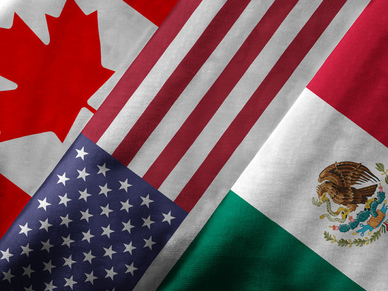 American & Canadian & Mexican flags