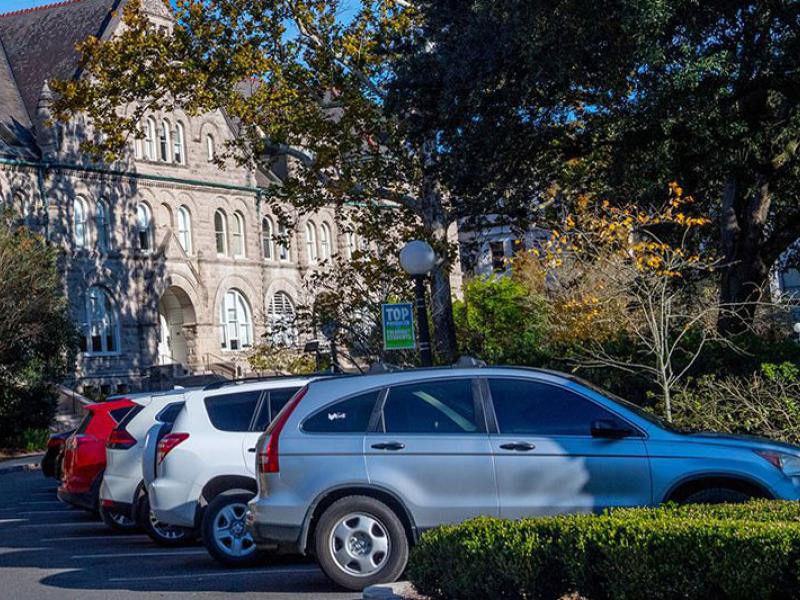 cars in front of gibson hall