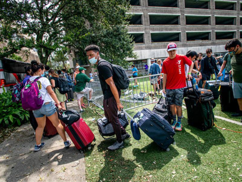 students evacuating for ida
